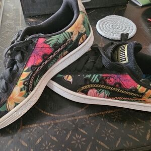 Puma Black Suede Floral Shoes